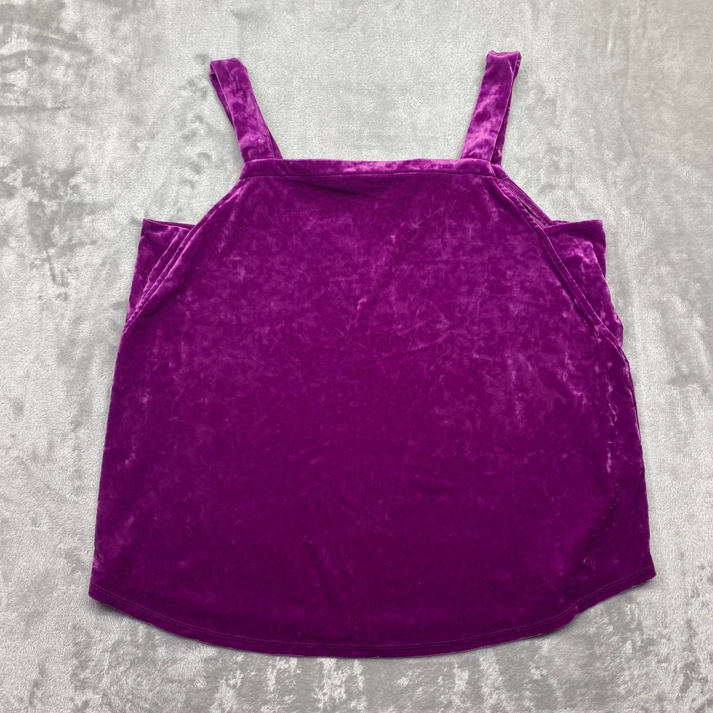 J Jill Velour Tank Top Purple Size L Square Neck Sleeveless Crushed Velvet Boho